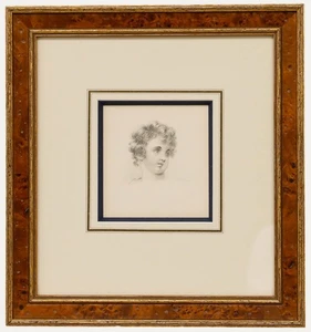 H. Harding - feine Graphitzeichnung von 1822, lockighaariger Junge - Bild 1 von 6