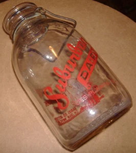 Pyro Suburban Dairy Desplaines Illinois IL Milchflasche halbe Gallone weite Öffnung - Bild 1 von 15