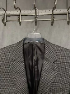 Chaps Blazer Men 42L Gray Houndstooth Silk Wool Flannel Coat Ralph Lauren Luxury - Picture 1 of 11