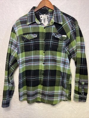 Current Men’s Small Green Plaid Long Sleeve Button Down Shirt 100% Cotton - Image 1 of 4
