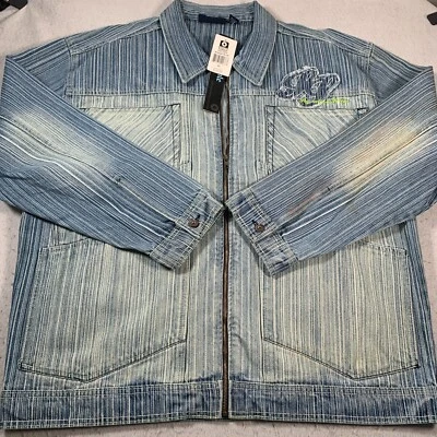 Southpole Denim Jacket Mens XL Blue Full Zip Baggy Y2K Signature Series Distress - Image 1 of 4
