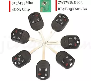 Ford C-Max Escape F350 Focus Transit 3/4/5 Buttons Remote Car Key Fob315/433Mhz - Picture 1 of 11