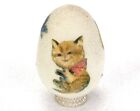 Hollow Blown Glass Decorative Egg Figurine, Hand Painted Kittens Art, Base Stand