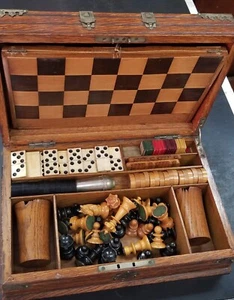Antique Games Box / Vintage Games Compendium / Gaming Chest - Picture 1 of 6