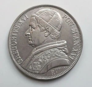 ESTADOS PONTIFICIOS GREGORIO XVI 1 Scudo 1846 Roma - Picture 1 of 2