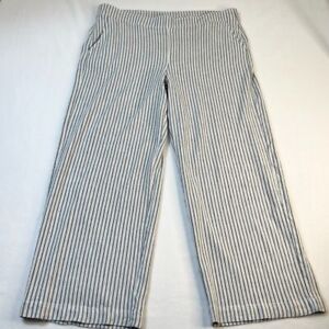 Chico's Pants Women's 3R Large White Blue Striped Coastal Travel Casual Wide Leg