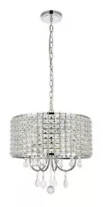 Chrome Pendant Crystal Light Fixture Kitchen Living Dining Room Chandelier 17 in - Picture 1 of 10