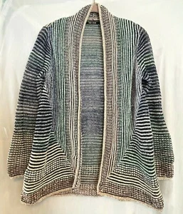 NIC + ZOE Women's Sz M Multicolor Striped Textured Open Cardigan - Picture 1 of 8