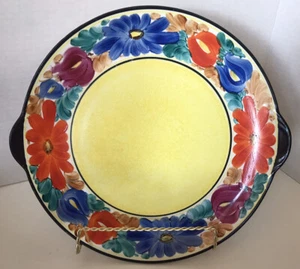 VTG J Mrazek Pottery 10.5” Bright Plate Hand Painted Peasant Art Czechoslovakia - Picture 1 of 3