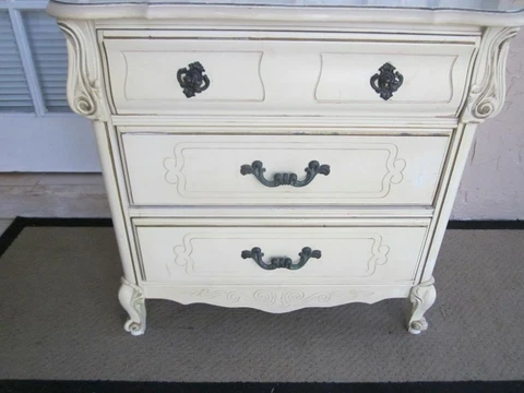 Vintage Solid Wood French Provincial Chest Three Drawer Cover