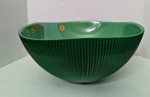 Lrg YALOS CASA Murano verde iridescente italiano ciotola vetro fiume soffiato a mano arte - Foto 1 di 9