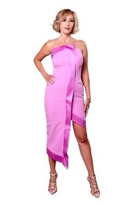 Rengin Dress party night elegant Women's Sleeveless Midi Dress with Slit Large - Picture 1 of 4
