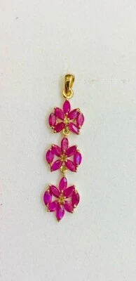 14k Solid Yellow Gold Dangle Pendant Natural Ruby Marquis Cut 1.85GM - Image 1 of 4