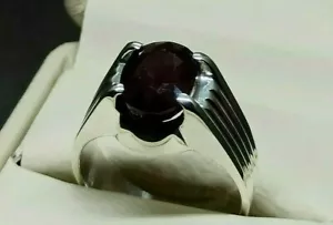 Natural Oval Cut 6 Ct Dark Red Ruby Sterling Silver 925 Handmade Yakoot Men Ring - Picture 1 of 12
