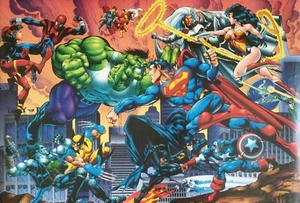 1995 MARVEL & DC POSTER DAN JURGENS-RUBENSTEIN-WRIGHT - Picture 1 of 2
