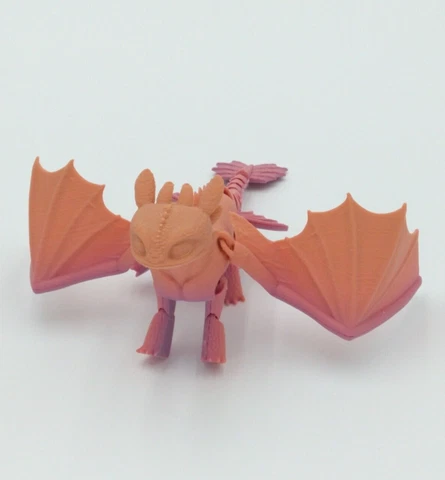 TOOTHLESS Dragon Figure Articulated Flexi Rainbow Colors 8" 3D Printed Figure Cover