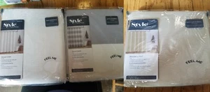 SHOWER CURTAIN 70" x 72" waffle weave texture Anti-Microbial wash NEW White/Gray - Picture 1 of 15