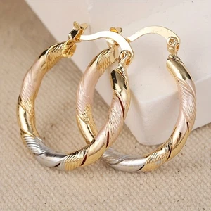 Fashionable round colored plain hoop earrings with creative personality - Picture 1 of 12