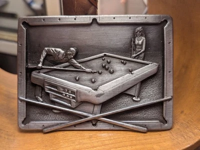 Bergamot Brass Works Billiards Belt Buckle Vintage 1984 Pool Hall (Z-149) USA 3" - Image 1 of 4