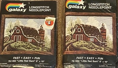 2 VTG Galaxy Longstitch Little Red Barn Needlepoint Kits 8” X 10” 1984 Sealed - Image 1 of 4