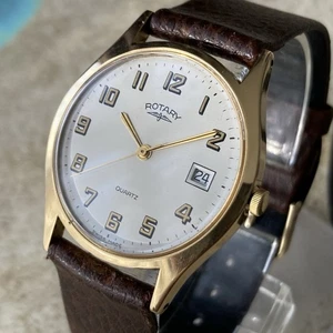 Reloj Rotatorio Hombre Hecho en Suiza Vintage Años 80 Chapado en Oro Caja 33mm - Imagen 1 de 9