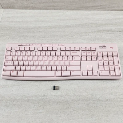 Logitech K270 Wireless Keyboard Pink w/ USB Receiver Dongle – Tested & Working - Image 1 of 4