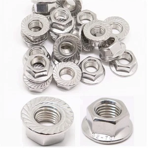 M10 x 1.25mm 30PCS Flange Nut Thread Hardware Nuts,304 Stainless Steel Serrat... - Picture 1 of 5