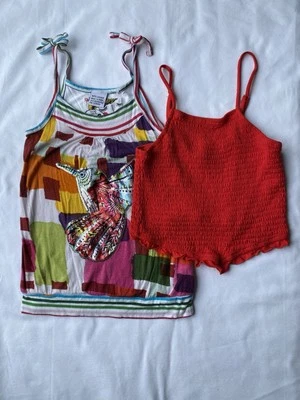 Lot of 2 Girl’s Tank Top Sz 7/8 Desigual Hummingbird Art Class Red Crop Top - Image 1 of 4