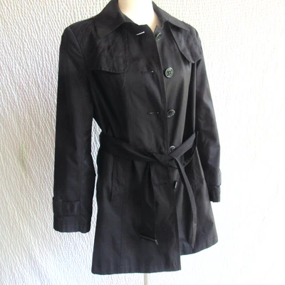 $229 DKNY Trench Coat Chaqueta Negra Mujer MP LP Nueva Foto 1 de 4