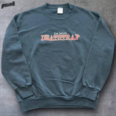 Sudadera De Colección Deathtrap Para Hombre Grande Negra Cuello Redondo Hecha en EE. UU. Ira Levin Años 90 Foto 1 de 4