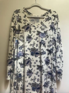 Camisa Manga Larga Lane Bryant Talla 18/20 Color Crema Diseño Azul - Imagen 1 de 7