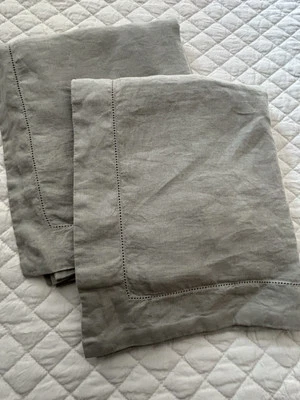 Pottery Barn бельгийский лен льняная наволочка комплект из 2 мягких серых подушек KING - Изображение 1 из 4