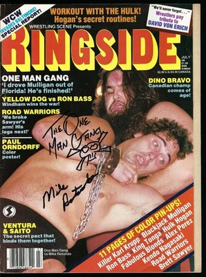 EB3476  MIKE ROTUNDA  ONE MAN GANG   signed Vintage Wrestling Magazine  w/COA - Image 1 of 4
