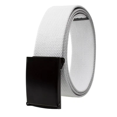 Unisex Fully Adjustable Canvas Web Belt with Black Flip Top Buckle 50'' Long - Image 1 of 4