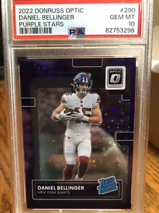 2022 Donruss Optic Daniel Bellinger Purple Stars Rated RC #290 NY Giants PSA 10 - Picture 1 of 2