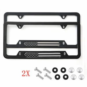 2PCS For Ford American Flag Patriot Car License Plate Frame Cover Accessories - Picture 1 of 10