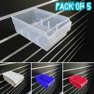 5 X Heavy Duty Long Storage Box Slatbox Shelfbox Slatwall Display 4 Colour - Picture 1 of 10