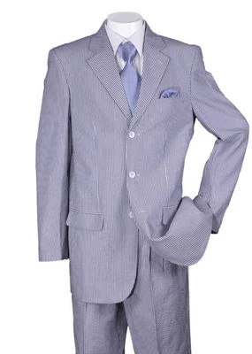 New Men's 3 button Seersucker Suit (Jacket&Pants) Black Peach Blue 38R~56L ST802 - Image 1 of 4