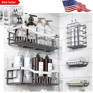 Large Capacity Stainless Steel Bath Organizer Set with No-Drill Installation - Picture 1 of 9