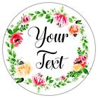Personalized Company Label Your Text Here Floral Round Removable Vinyl Sticker