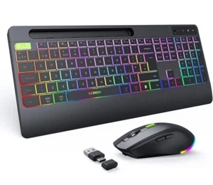 seenda 2.4G Wireless Keyboard and Mouse Combo with Rainbow Backlit, Rechargeable - Picture 1 of 6