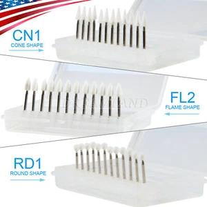 Dental White Stone Aluminum Oxide Polishing FG Burs For High Speed 12/pk - Picture 1 of 36