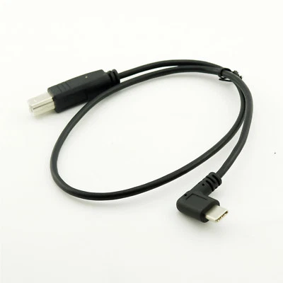 50cm Right Angle USB 3.1 C Male to 2.0 B Male Sync Charge Printer Adapter Cable - Image 1 of 4