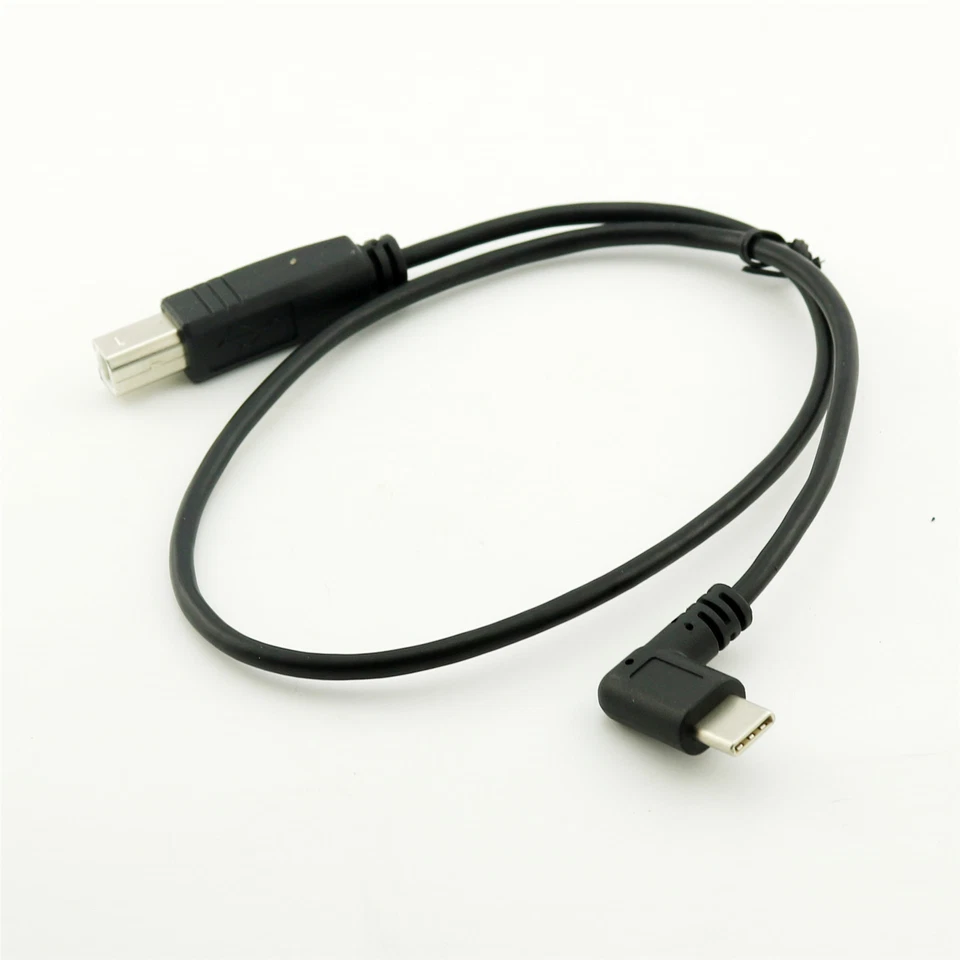 50cm Right Angle USB 3.1 C Male to 2.0 B Male Sync Charge Printer Adapter Cable - Image 1 of 1