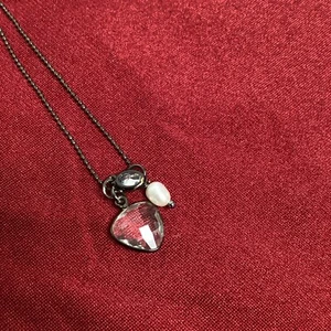 Crystal Heart Silver Chain Necklace 9” Chain, Artisan Made, Chicago, - Picture 1 of 8