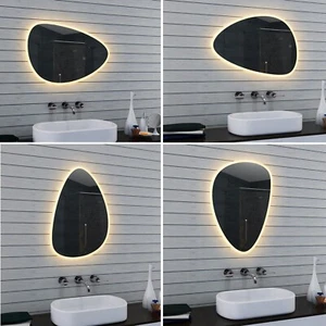 Badezimmerspiegel Wandspiegel Badspiegel LED Beleuchtung Lichtspiegel oval 80x55 - Bild 1 von 6