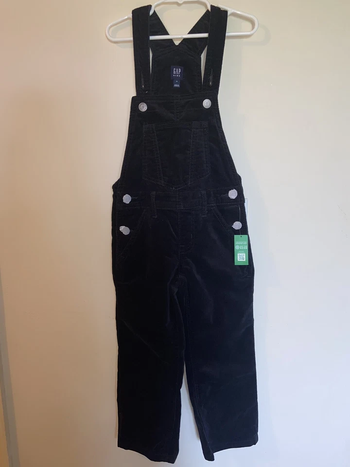 Mono con tirantes negro terciopelo talla XSmall 4/5 RTL $69 NUEVO CON ETIQUETAS GAP para niñas Foto 1 de 4