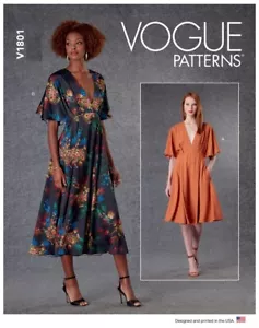 Abito scollo a V Vogue motivo da cucire aderente V1801 taglia taglie forti e taglie forti XS-M, L-XXL - Foto 1 di 10