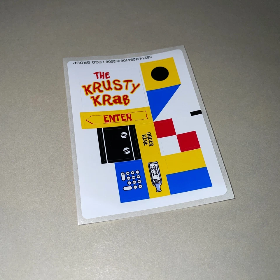 Lego SpongeBob SquarePants Original Unused Sticker Sheet Krusty Krab Set 3825 - Image 1 of 1
