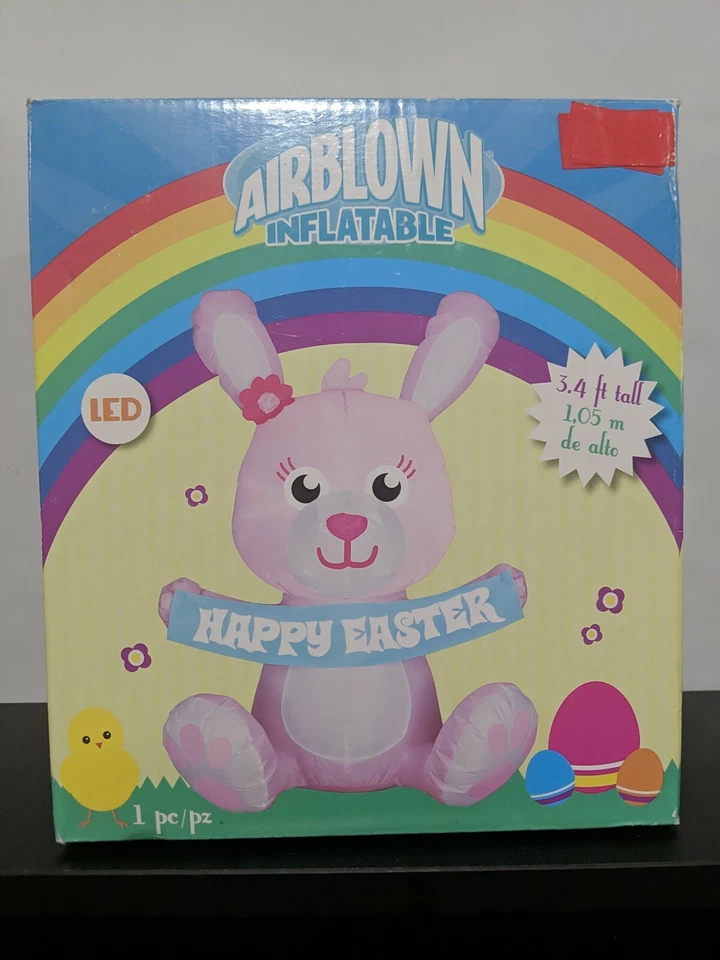 Gemmy 3.4 ft Pink Easter Bunny Spring Inflatable